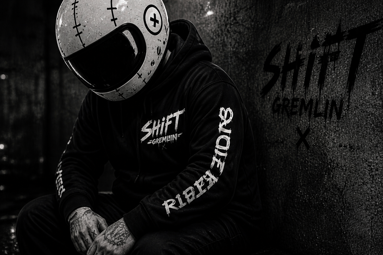 Shift Gremlin hoodie detail