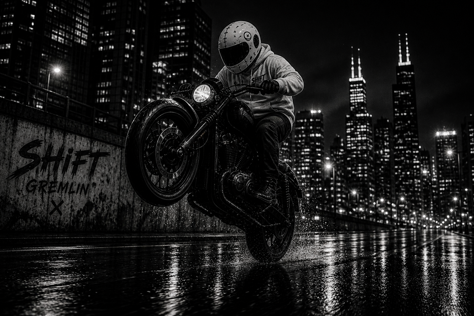 Shift Gremlin wheelie city scene